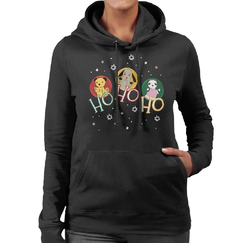 Sooty Christmas Ho Ho Ho Women's Hooded Sweatshirt Hoodie with Distressed Vintage Worn Sooty Christmas Ho Ho Ho Women's Hooded Sweatshirt Hoodie with Distressed Vintage Worn