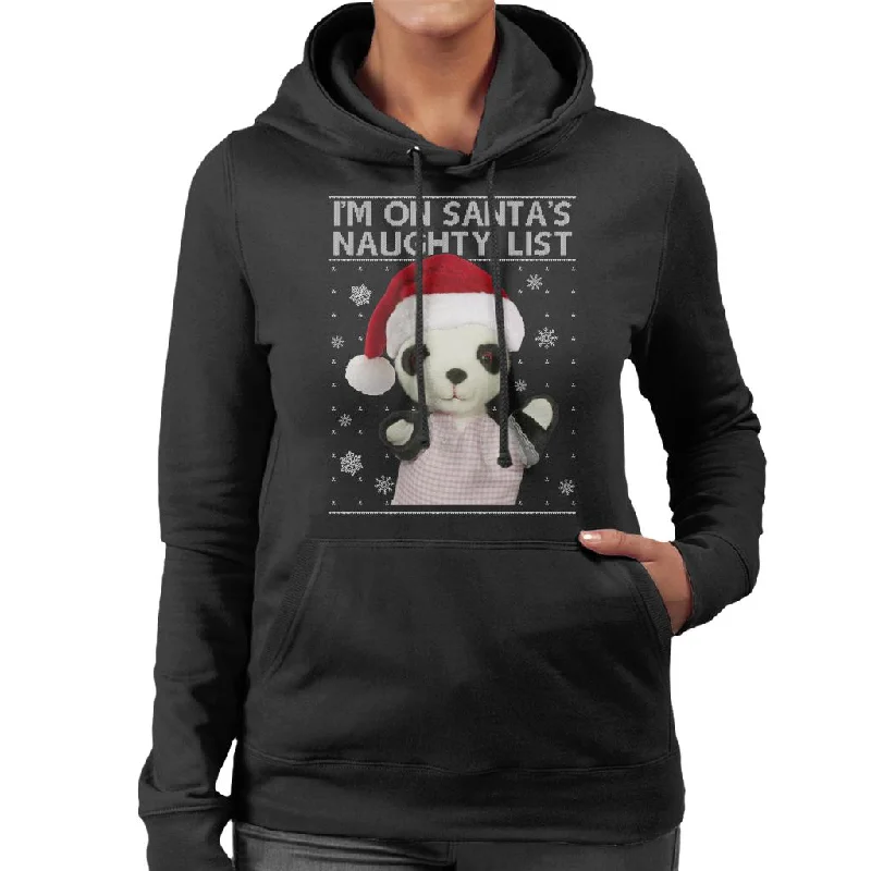 Sooty Christmas Soo Im On Santas Naughty List Women's Hooded Sweatshirt Hoodie with Elastic Cuffs Stretchable Comfortable Sooty Christmas Soo Im On Santas Naughty List Women's Hooded Sweatshirt Hoodie with Elastic Cuffs Stretchable Comfortable
