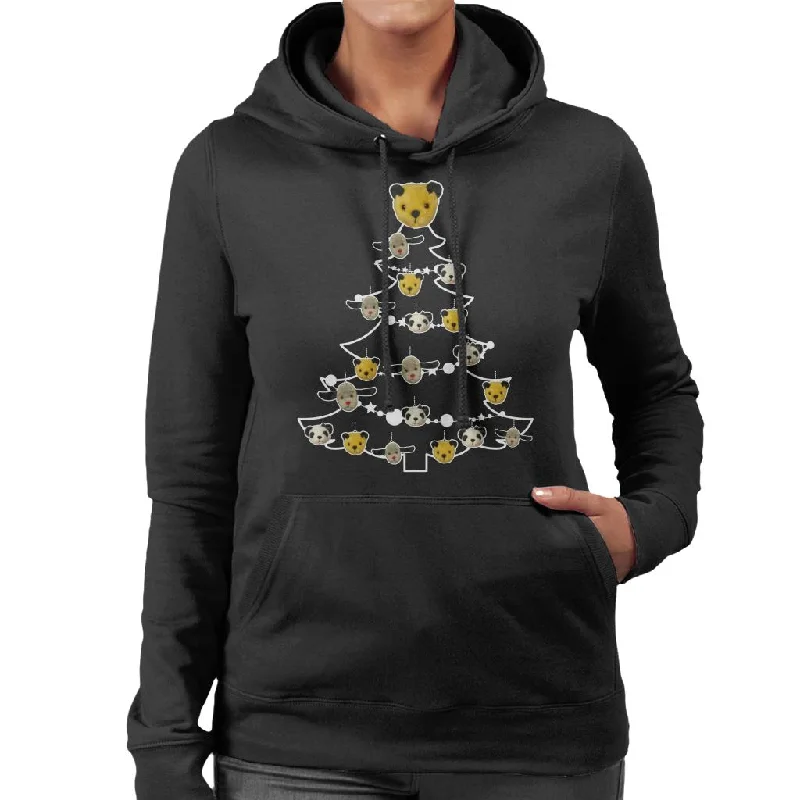 Sooty Christmas Tree White Silhouette Women's Hooded Sweatshirt Hoodie with Patch Decorative Personalized Sooty Christmas Tree White Silhouette Women's Hooded Sweatshirt Hoodie with Patch Decorative Personalized
