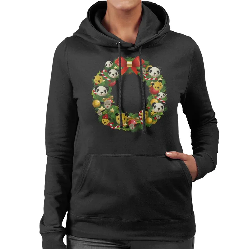 Sooty Christmas Wreath Women's Hooded Sweatshirt Hoodie with Drawstring Waist Adjustable Fitted Sooty Christmas Wreath Women's Hooded Sweatshirt Hoodie with Drawstring Waist Adjustable Fitted