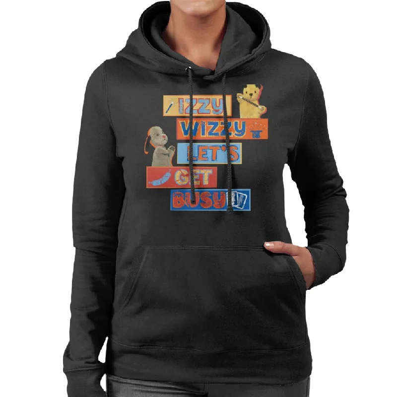 Sooty Izzy Wizzy Let's Get Busy Women's Hooded Sweatshirt Hoodie with Slit Hem Functional Movement Sooty Izzy Wizzy Let's Get Busy Women's Hooded Sweatshirt Hoodie with Slit Hem Functional Movement