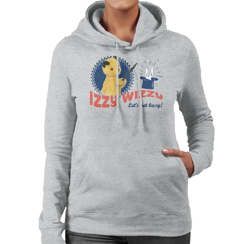 Sooty Retro Izzy Wizzy Let's Get Busy Women's Hooded Sweatshirt Hoodie with Hem Raw Edge Edgy Unfinished Sooty Retro Izzy Wizzy Let's Get Busy Women's Hooded Sweatshirt Hoodie with Hem Raw Edge Edgy Unfinished
