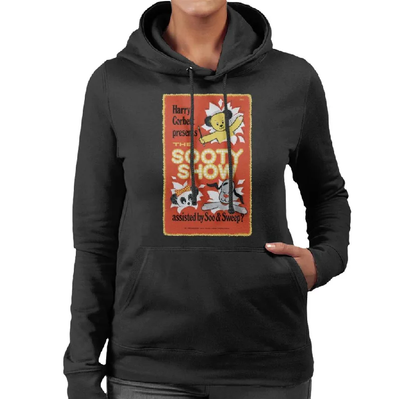 Sooty Show Retro Poster Women's Hooded Sweatshirt Hoodie with Raglan Sleeves Sporty Comfortable Sooty Show Retro Poster Women's Hooded Sweatshirt Hoodie with Raglan Sleeves Sporty Comfortable