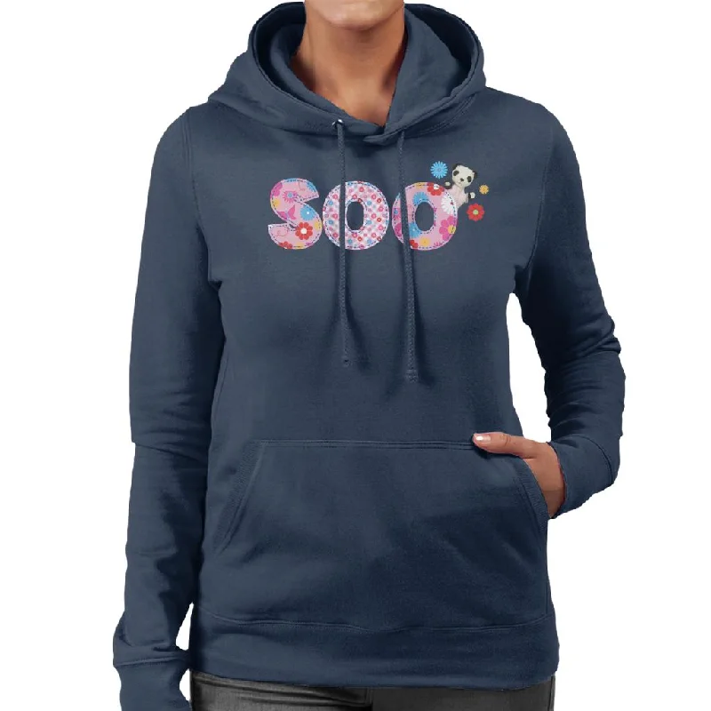 Sooty Soo Floral Pattern Text Women's Hooded Sweatshirt Hoodie with Turtle Neck Cozy Winter Sooty Soo Floral Pattern Text Women's Hooded Sweatshirt Hoodie with Turtle Neck Cozy Winter