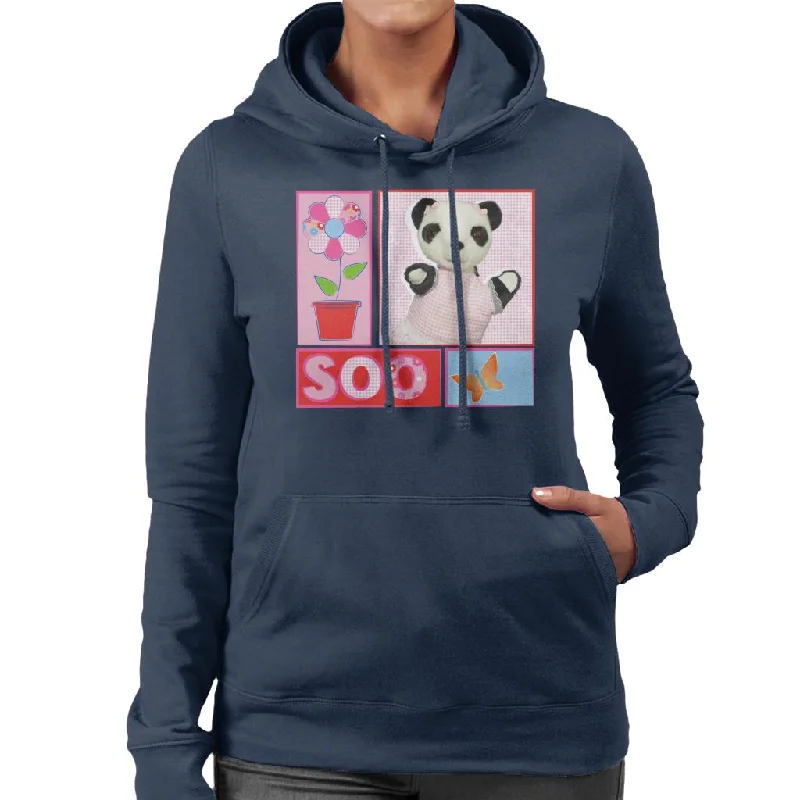 Sooty Soo Retro Floral Women's Hooded Sweatshirt Hoodie with Snap Buttons Easy Quick Sooty Soo Retro Floral Women's Hooded Sweatshirt Hoodie with Snap Buttons Easy Quick