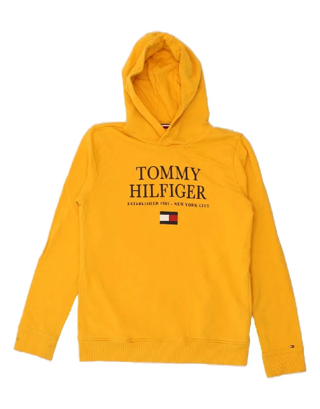 TOMMY HILFIGER Boys Graphic Hoodie Jumper 15-16 Years Yellow Cotton Hoodie with Hidden Zipper Minimalist Clean TOMMY HILFIGER Boys Graphic Hoodie Jumper 15-16 Years Yellow Cotton Hoodie with Hidden Zipper Minimalist Clean