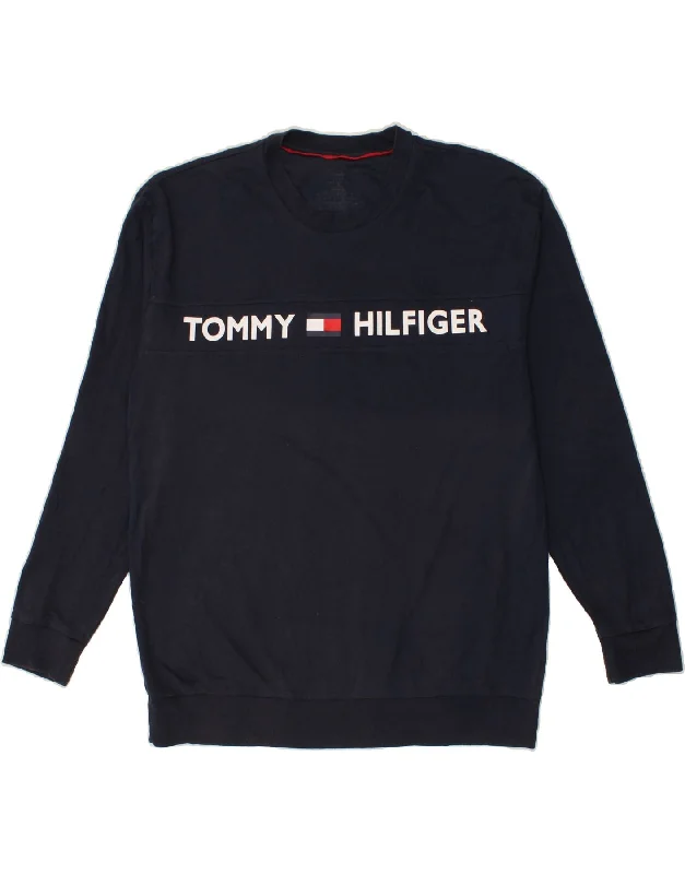 TOMMY HILFIGER Mens Graphic Sweatshirt Jumper Large Navy Blue