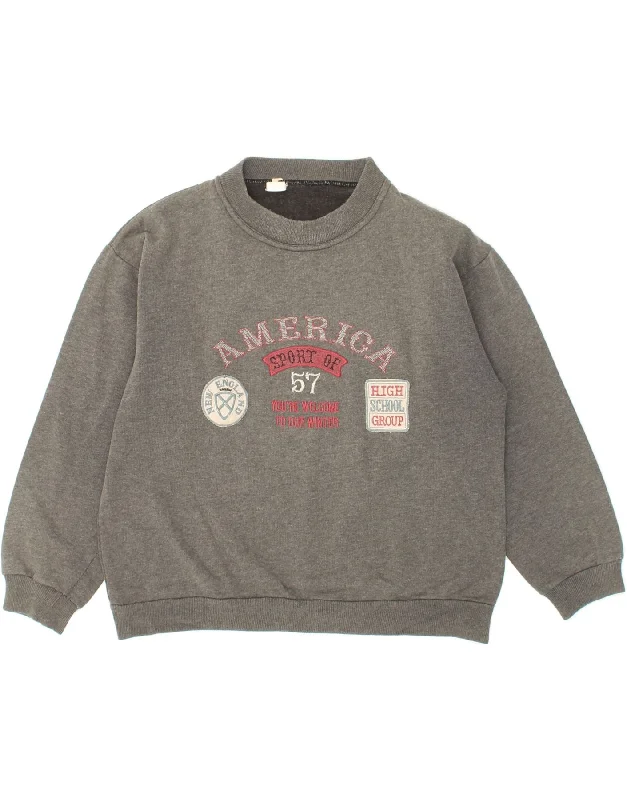 VINTAGE Womens America Graphic Sweatshirt Jumper UK 14 Medium Grey