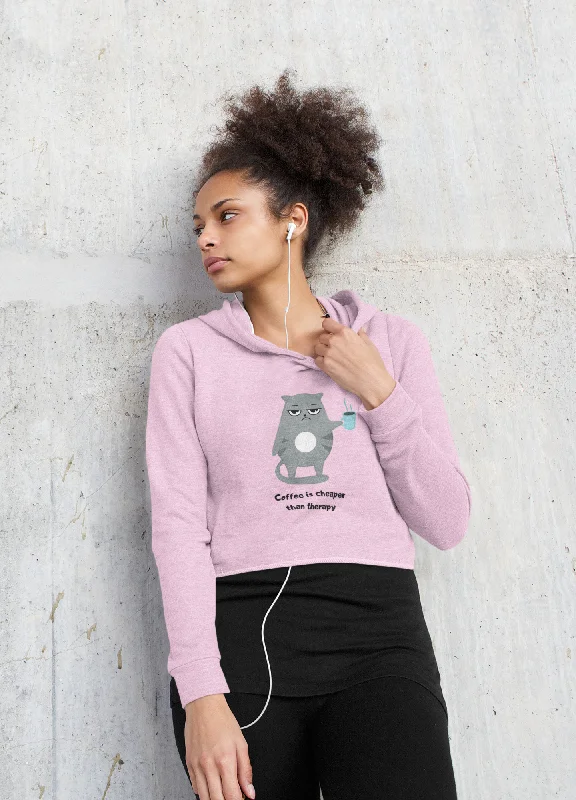 Women Crop Hoodie Coffee better than therapy Hoodie with High-Low Hem Asymmetrical Trendy Women Crop Hoodie Coffee better than therapy Hoodie with High-Low Hem Asymmetrical Trendy