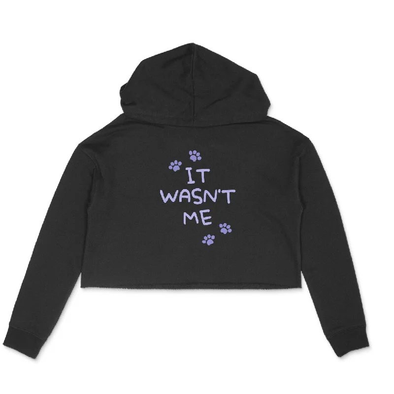 Women Crop Hoodie Front & Back Print It Wasn't Me Hoodie with Set-In Sleeves Structured Classic Women Crop Hoodie Front & Back Print It Wasn't Me Hoodie with Set-In Sleeves Structured Classic