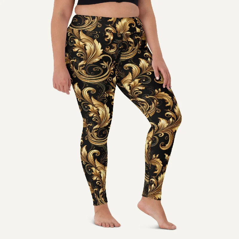 Baroque Flourish Black High-Waisted Leggings