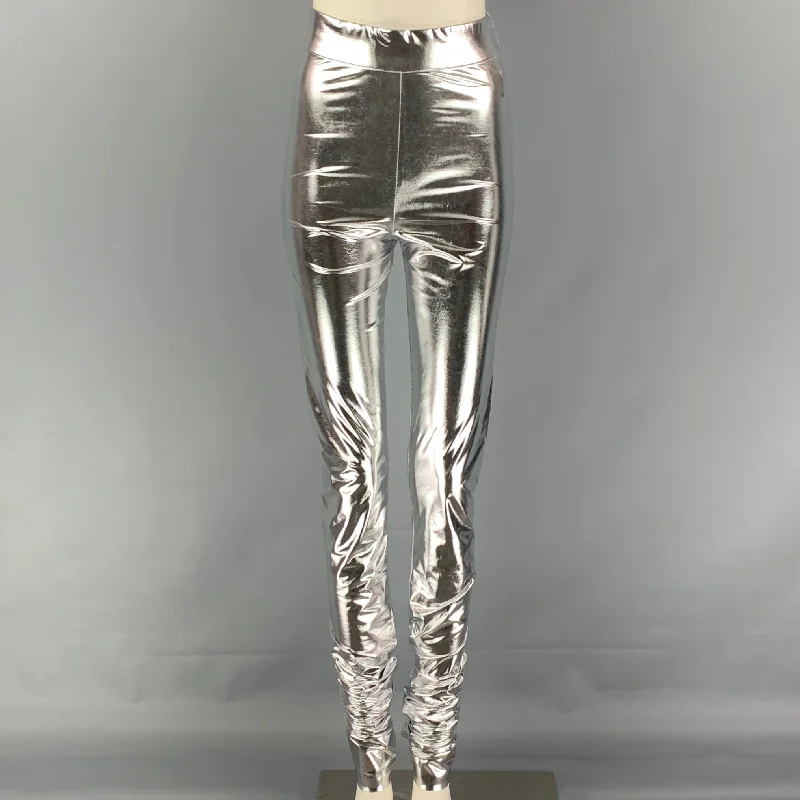 DOLCE & GABBANA Size 2 Silver Metallic Polyester Leggings