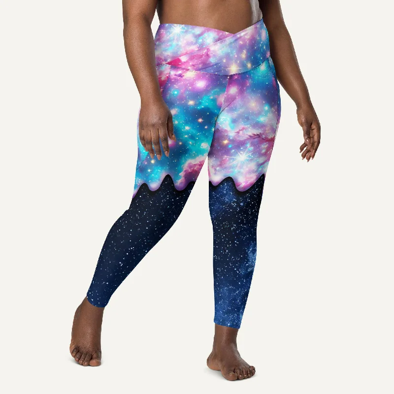 Galaxy Drip Crossover Leggings With Pockets