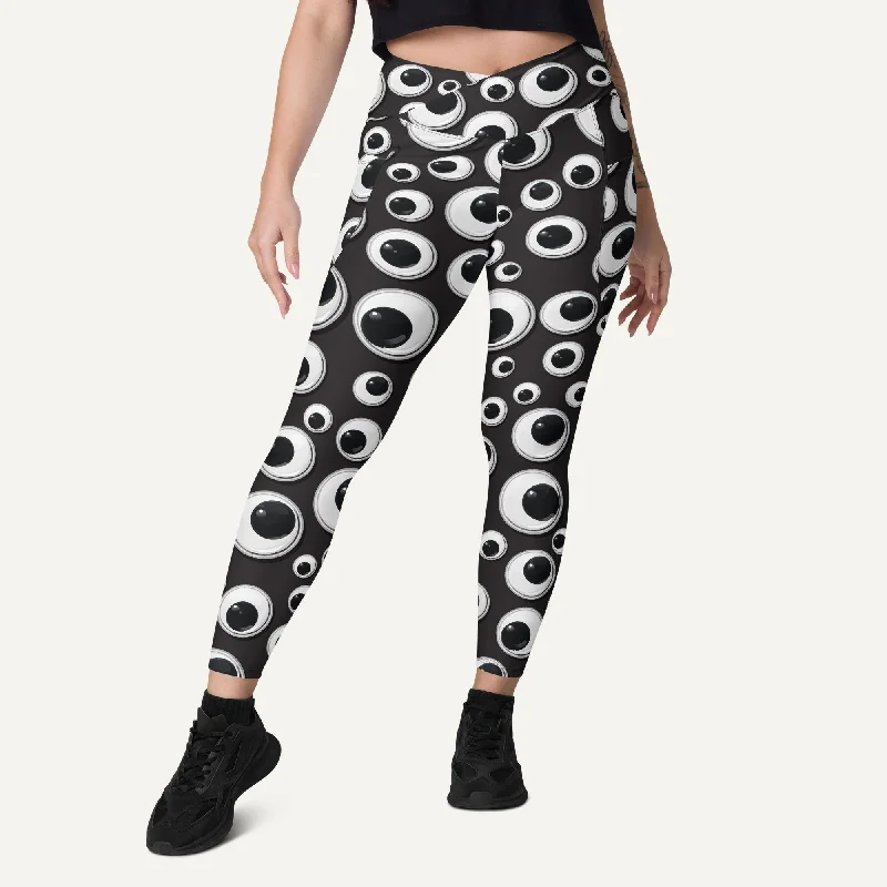 Googly Eyes Crossover Leggings With Pockets