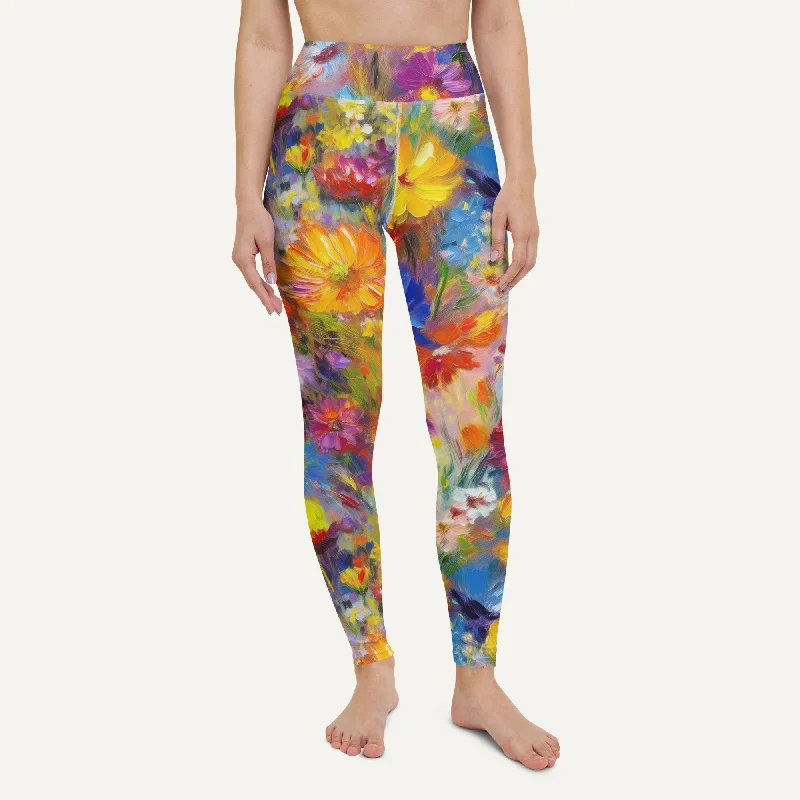 Impressionist Flowers High-Waisted Leggings