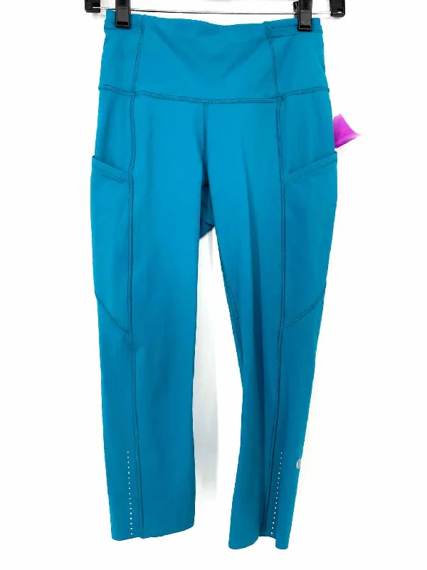 Lululemon 2018 Fast & Free Crop II 19" Women's Teal Leggings W6AKHS