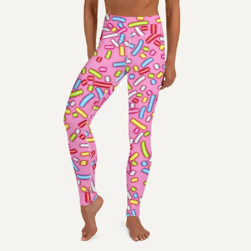 Pink Donut Sprinkles High-Waisted Leggings