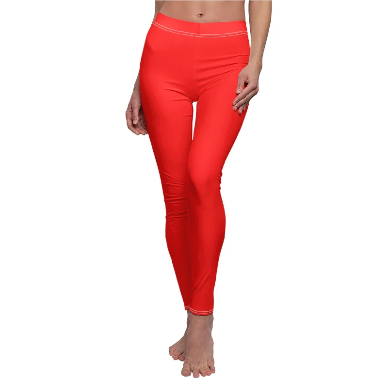 Red Casual Leggings