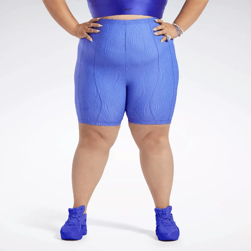 Reebok Women's Cardi B High-Waisted Legging Shorts (Plus Size) Purple