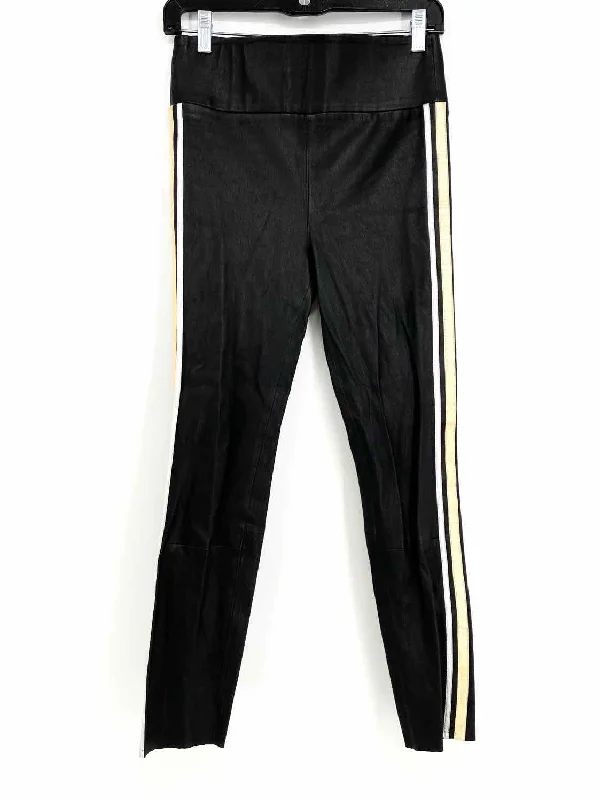 Sprwmn Women's Black/Silver/Gold Skinny Faux Leather Stripe Size S Leggings