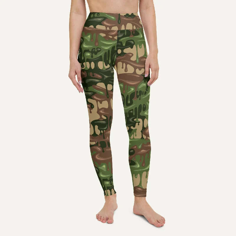 Woodland Camouflage Drip High-Waisted Leggings