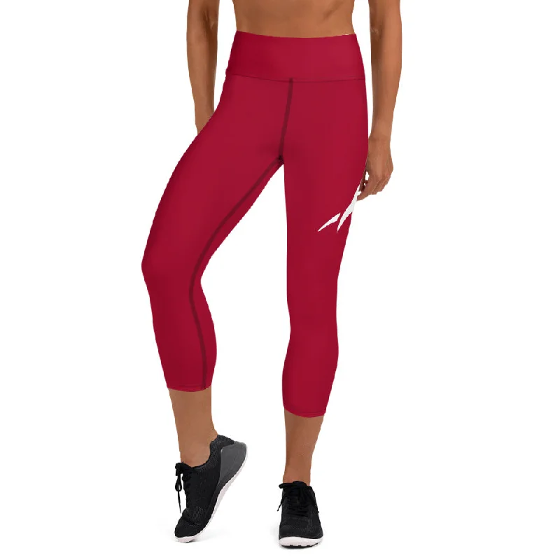 Prim8te Capri Leggings - Give Em Hell - Dark Red