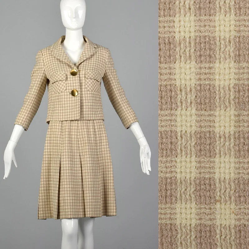 1960s Brown and Cream Skirt Suit