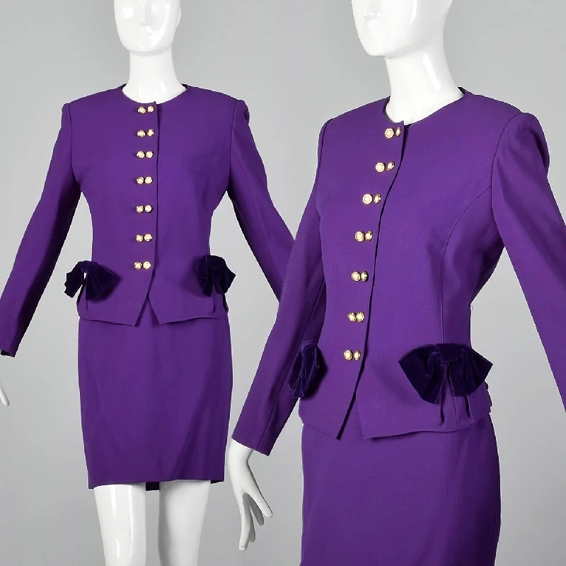 1980s Louis Feraud Purple Skirt Suit