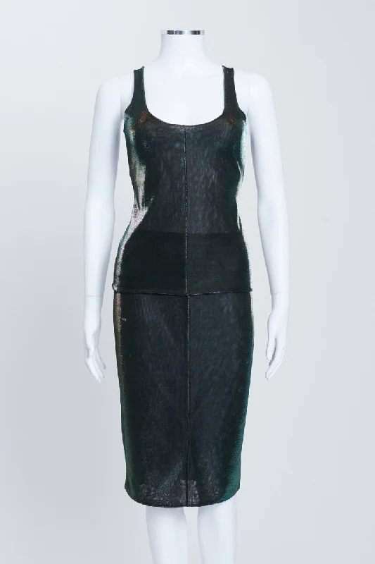 Blue Iridescent Top And Skirt With Black and Copper Undertones wool skirt breathable Blue Iridescent Top And Skirt With Black and Copper Undertones wool skirt breathable