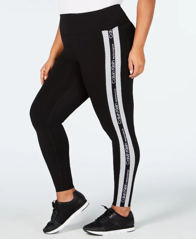 Calvin Klein Performance Plus Size High Rise Striped Leggings Stylish Lightweight Leggings Calvin Klein Performance Plus Size High Rise Striped Leggings Stylish Lightweight Leggings