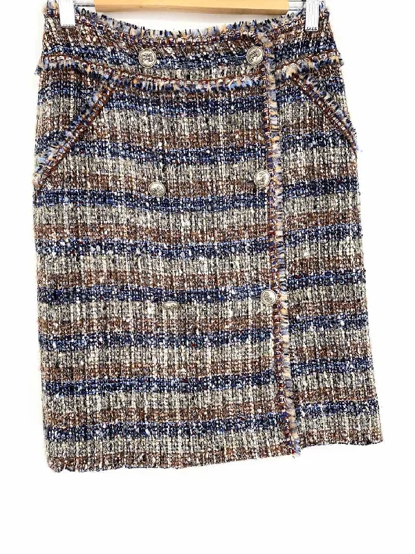 Chanel Women's Blue/Gray Mid calf Viscose Blend Plaid Size 36/S Skirt corduroy skirt comfortable Chanel Women's Blue/Gray Mid calf Viscose Blend Plaid Size 36/S Skirt corduroy skirt comfortable