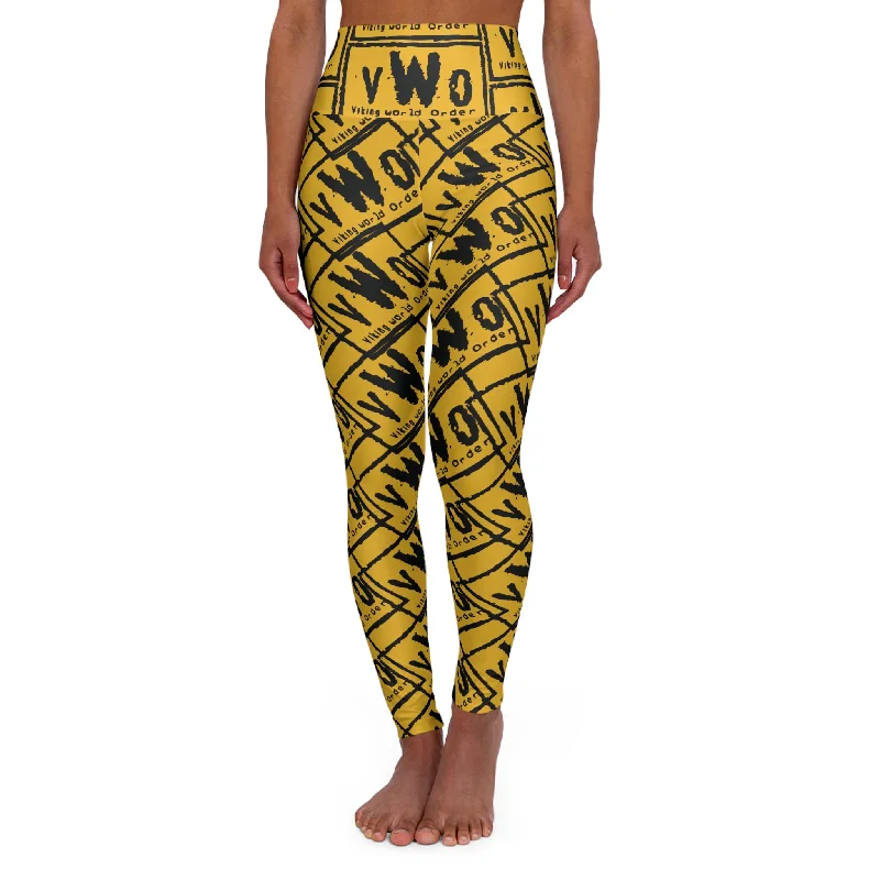 High Waisted Yoga Leggings - Gold/Black - VWO (Framed) Fashionable High-Rise Workout Leggings High Waisted Yoga Leggings - Gold/Black - VWO (Framed) Fashionable High-Rise Workout Leggings
