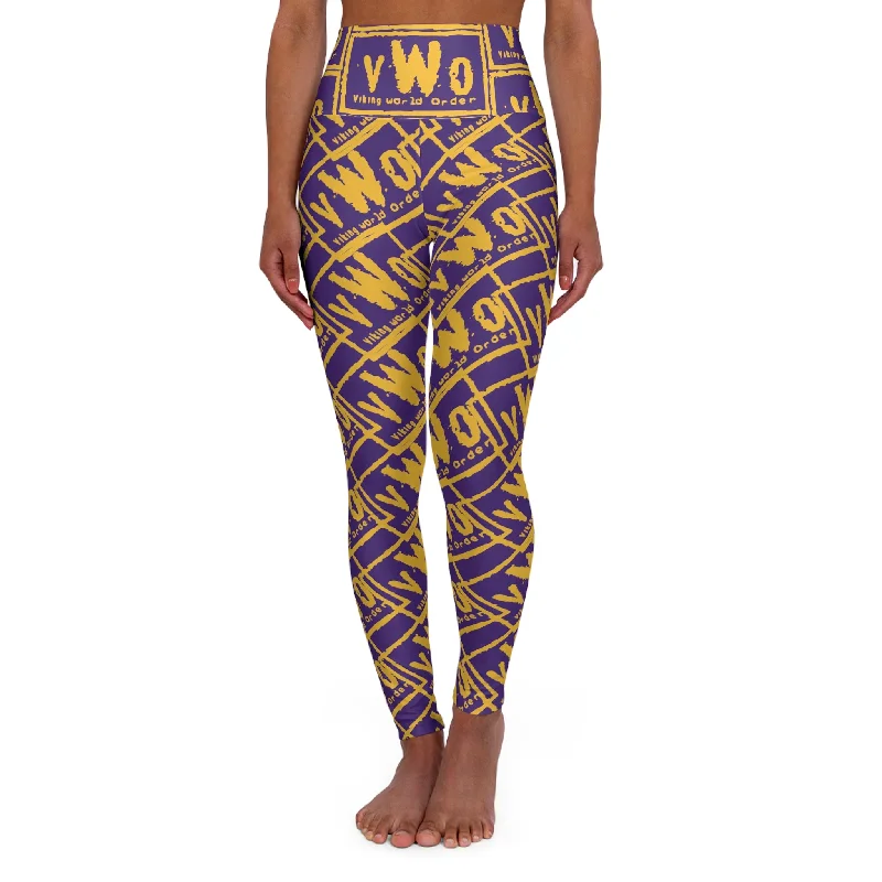 High Waisted Yoga Leggings - Purple/Gold - VWO (Framed) Trendy High-Waist Tummy Control Leggings High Waisted Yoga Leggings - Purple/Gold - VWO (Framed) Trendy High-Waist Tummy Control Leggings