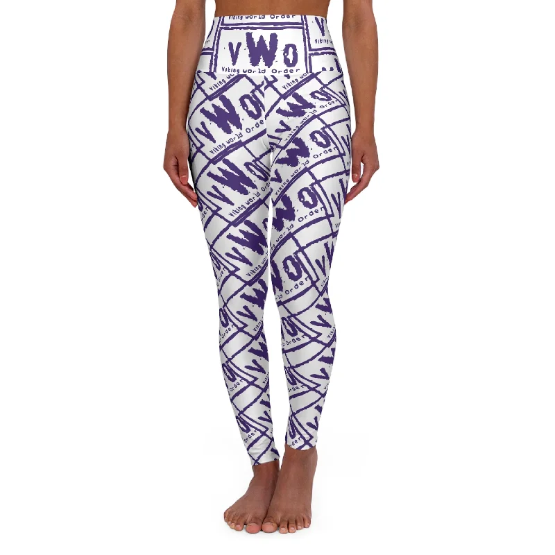 High Waisted Yoga Leggings - White/Purple - VWO (Framed) Comfortable Classic Yoga Leggings High Waisted Yoga Leggings - White/Purple - VWO (Framed) Comfortable Classic Yoga Leggings