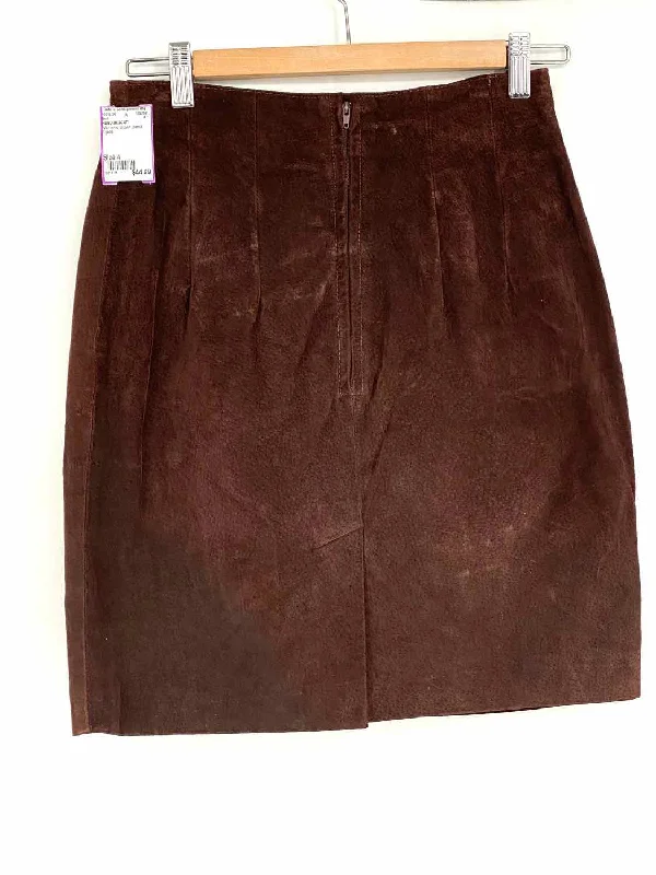 HUGO BUSCATI Women's Brown pencil Suede Size 4 Skirt wool skirt warm