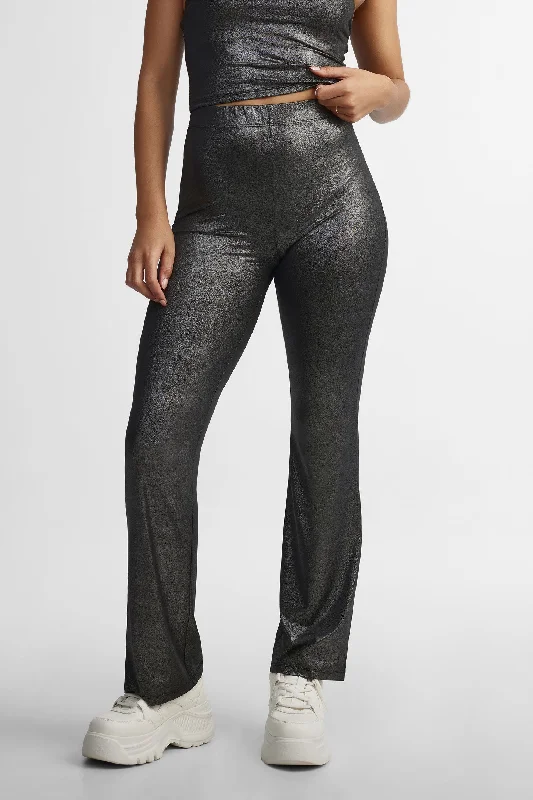 Legging taille haute jambe évasée métallique - Femme Comfortable Ribbed Sports Leggings Legging taille haute jambe évasée métallique - Femme Comfortable Ribbed Sports Leggings