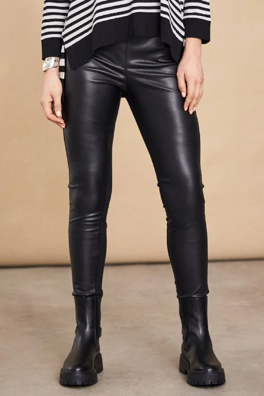 Naya 104 Black Leatherette Leggings Stylish Everyday Leggings