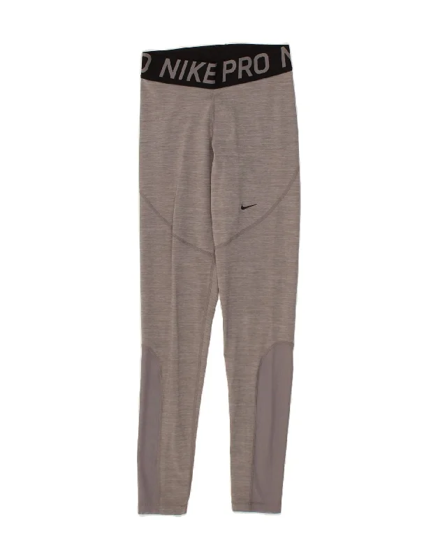 NIKE Womens Dri Fit Graphic Leggings UK 10 Small Grey Colourblock Casual Sporty Leggings NIKE Womens Dri Fit Graphic Leggings UK 10 Small Grey Colourblock Casual Sporty Leggings