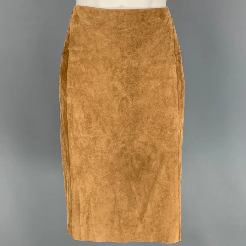 RALPH LAUREN Collection Size 6 Tan Suede Pencil Below Knee Skirt cashmere skirt rich RALPH LAUREN Collection Size 6 Tan Suede Pencil Below Knee Skirt cashmere skirt rich
