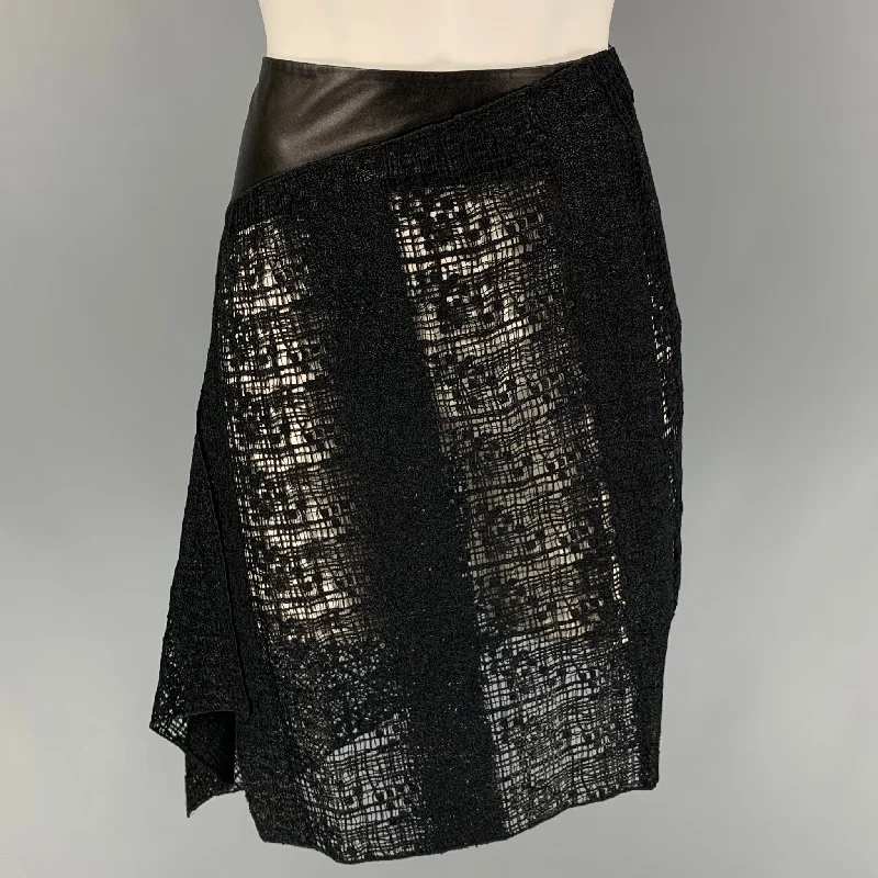 REED KRAKOFF Size S Black Mixed Fabrics See Through Asymmetrical Skirt linen skirt natural REED KRAKOFF Size S Black Mixed Fabrics See Through Asymmetrical Skirt linen skirt natural