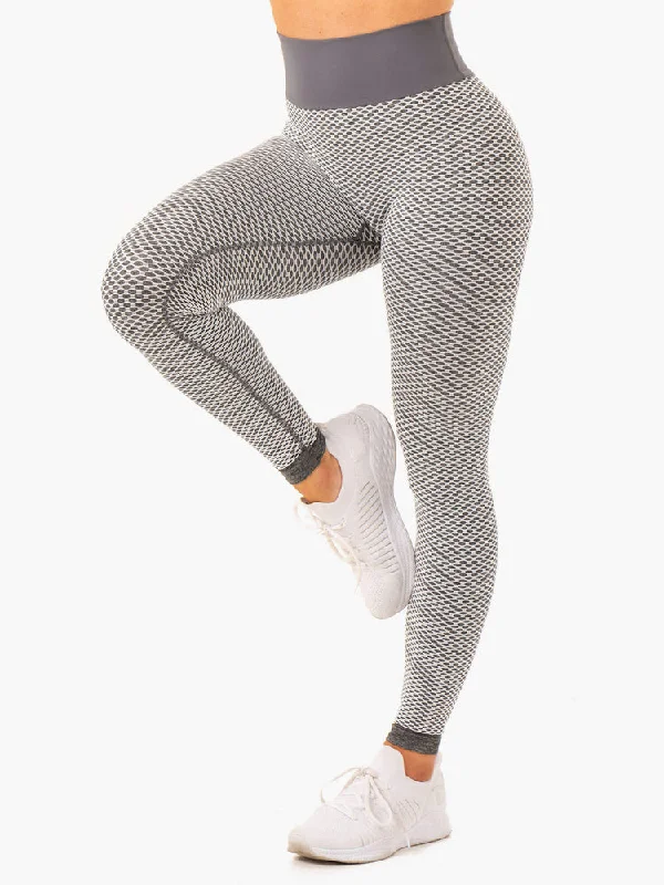 Ryderwear | Honeycomb Scrunch Seamless Leggings - Grey Marl Fashionable Plus-Size Activewear Ryderwear | Honeycomb Scrunch Seamless Leggings - Grey Marl Fashionable Plus-Size Activewear