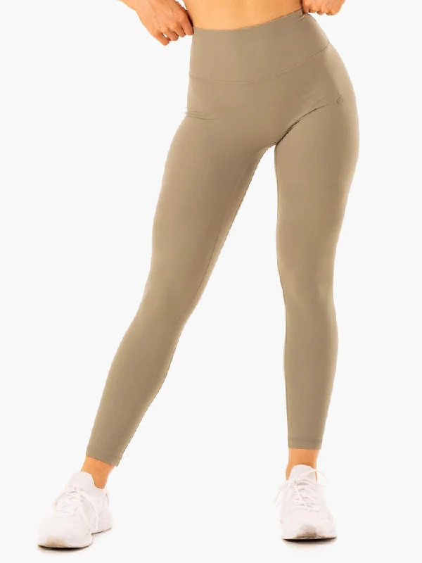 Ryderwear | NKD Refine High Waisted Leggings - Khaki Fashionable Smooth Fit Leggings Ryderwear | NKD Refine High Waisted Leggings - Khaki Fashionable Smooth Fit Leggings