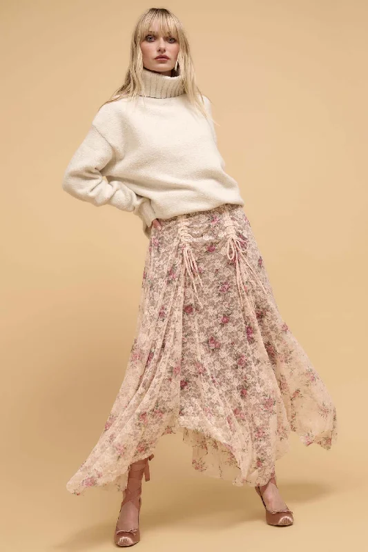 Secret Garden Floral-Print Lace Maxi Skirt