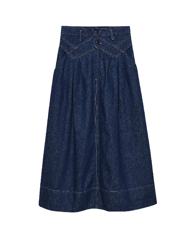 The Field Skirt in Dark Rinse Wash Denim