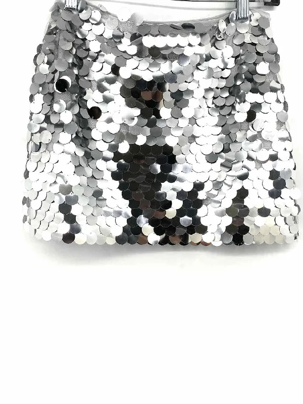 Urban Outfitters UO Zinnia Sequin Low-Rise Mini Women's Silver Size XS Skirt velvet skirt glossy Urban Outfitters UO Zinnia Sequin Low-Rise Mini Women's Silver Size XS Skirt velvet skirt glossy