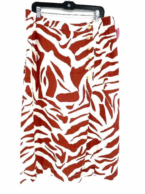 WHISTLES Women's White/Red Wrap Linen Lines Size 10 Skirt denim skirt classic