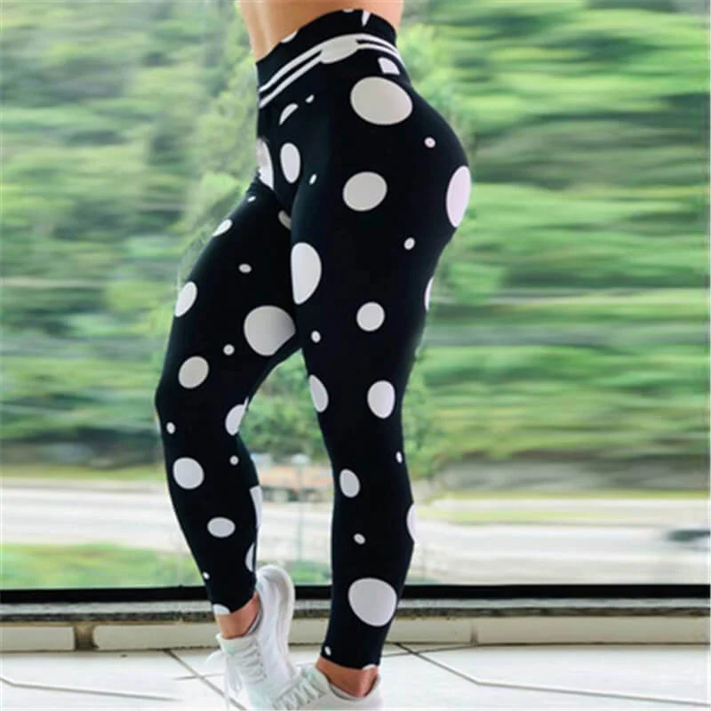 Women Classic Polka Dot Printed High-Waisted Yoga Leggings Trendy Color Block Leggings Women Classic Polka Dot Printed High-Waisted Yoga Leggings Trendy Color Block Leggings