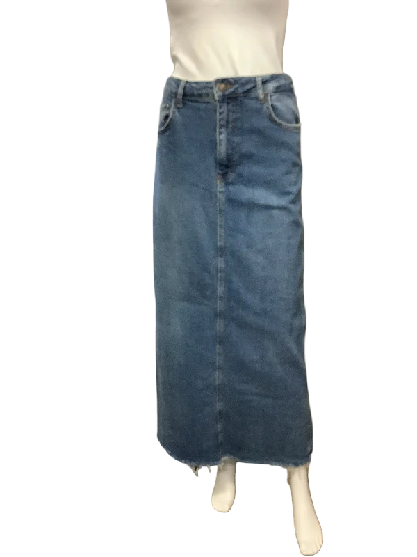 Zara Maxi Jean Skirt Blue Size: M