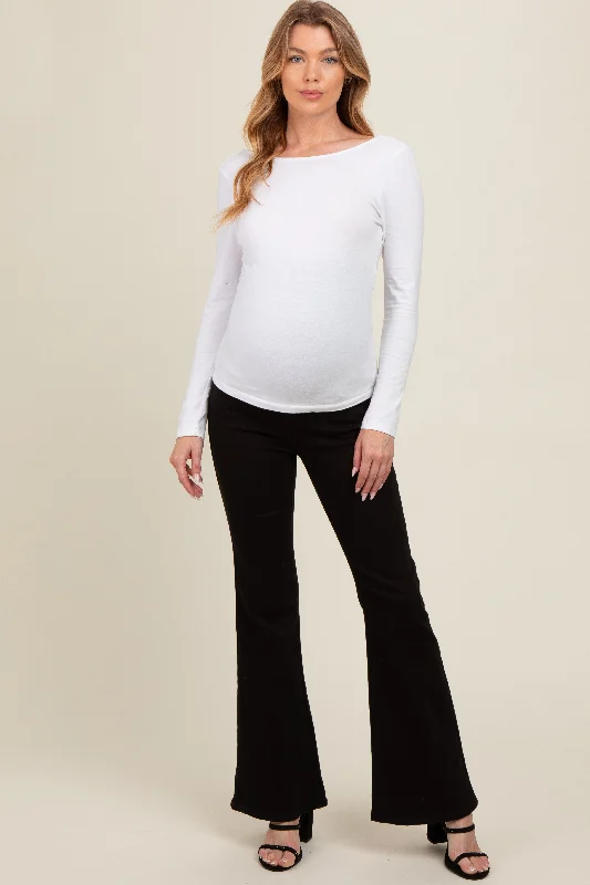 Black Flare Leg Maternity Jeans