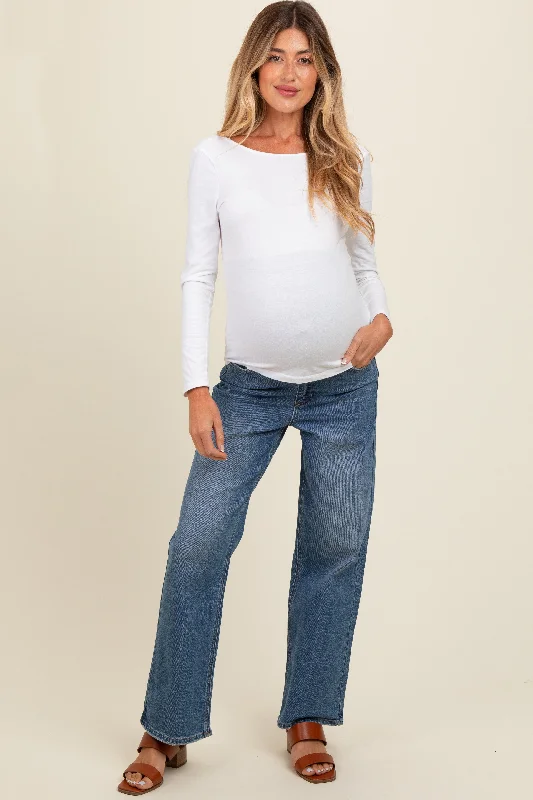 Blue Vintage Straight Leg Maternity Jeans